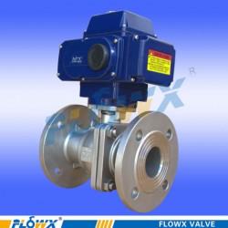 費雷西電動法蘭球閥、DA52兩通三片式電動球閥帶緊急手輪