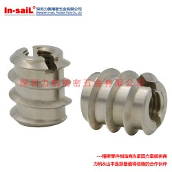 專業供應銅零件用自攻螺套，開槽型內外牙螺套，高品質碳鋼鍍鋅